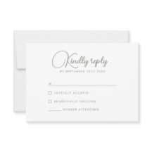 Tarjeta RSVP de la elegante Boda Verde de Oliva