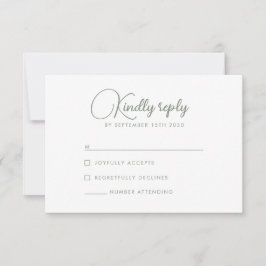 Tarjeta RSVP de la elegante Boda Verde de Oliva