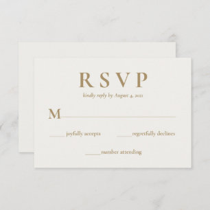 Tarjeta RSVP de la elegante y moderna boda de oro