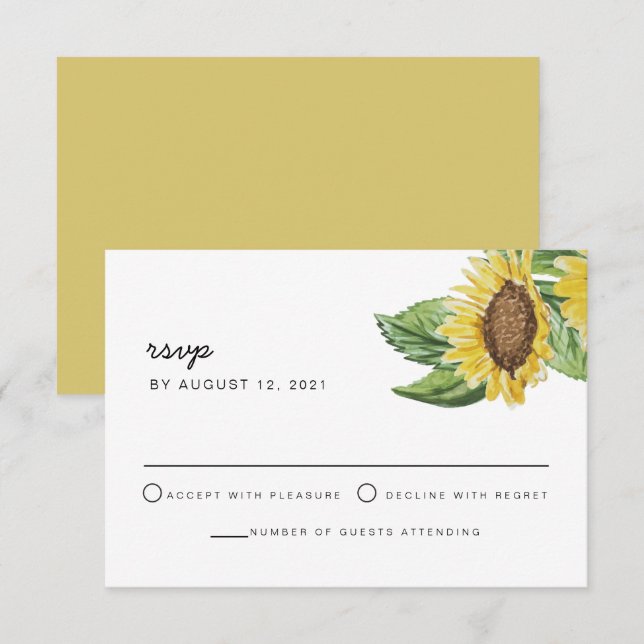 Tarjeta RSVP de la EMMA Rustic Country Sunflower B (Anverso / Reverso)