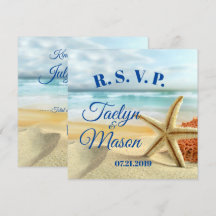 Tarjeta RSVP de la escena tropical Boda de playa