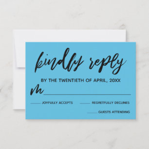 Tarjeta RSVP de la escritura casera Blue Wedding