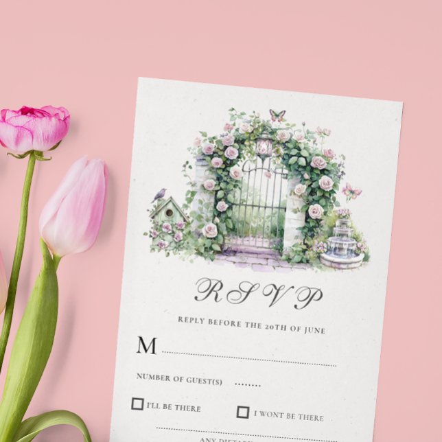 Tarjeta RSVP de la fuente del arco floral de la bo (Subido por el creador)