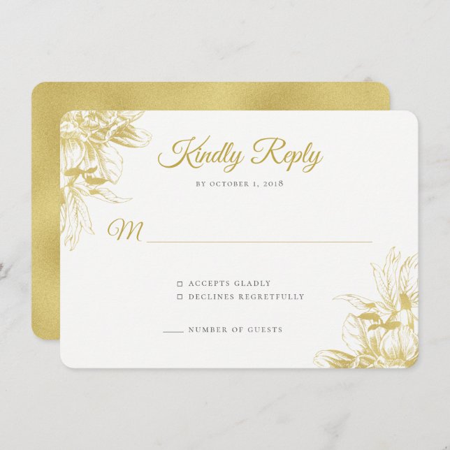 Tarjeta RSVP de la invitación a la boda con elegan (Anverso / Reverso)