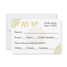 Tarjeta RSVP de la invitación a la boda de oro de 