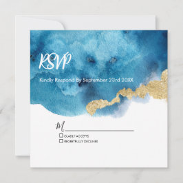 Tarjeta RSVP de la Isla Tropical Watercolor Ocean 