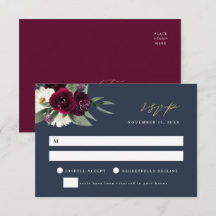 Tarjeta RSVP de la Marina Elegante y la Boda Borgo