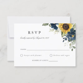 Tarjeta RSVP de la Marina Floral Sunflower Blue We
