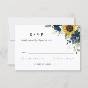 Tarjeta RSVP de la Marina Floral Sunflower Blue We