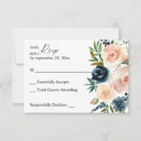 Tarjeta RSVP de la Marina y la Harina Azul y Rosa 
