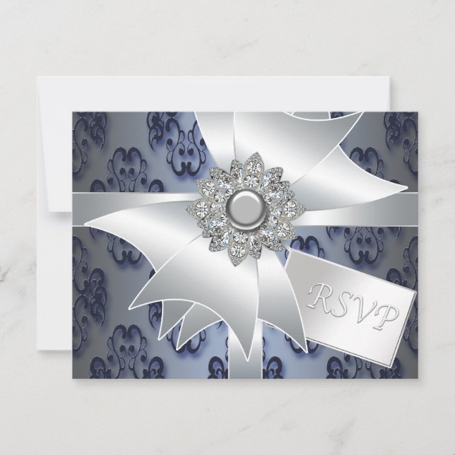 Tarjeta RSVP de la máscara azul de la marina (Anverso)