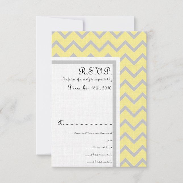 Tarjeta RSVP de la moderna Chevron con Boda Gris/A (Anverso)