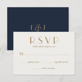 Tarjeta RSVP de la moderna Marina Mínima de Boda A