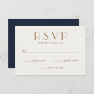Tarjeta RSVP de la moderna Marina Mínima de Boda A
