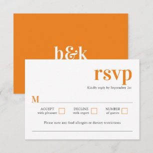 Tarjeta RSVP de la moderna moda Naranja casada Min