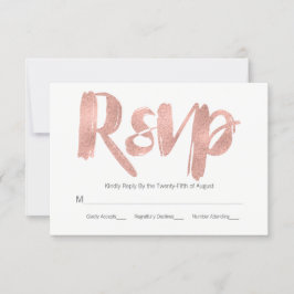 Tarjeta RSVP de la moderna Rosa Gold Love Wedding