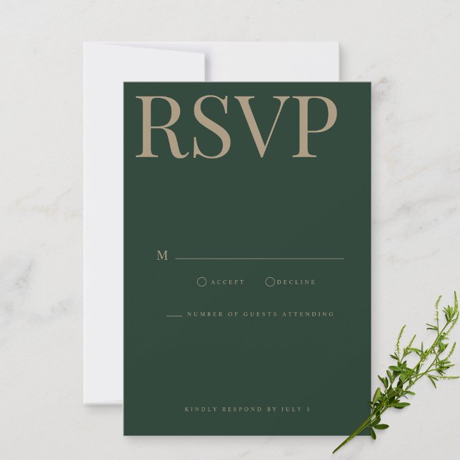 Tarjeta RSVP de la moderna y elegante boda verde (Subido por el creador)