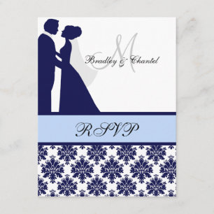 Tarjeta RSVP de la pareja de Bodas azul claro y de