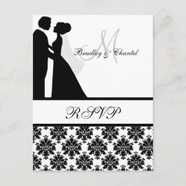 Tarjeta RSVP de la pareja de Bodas blancos y negro