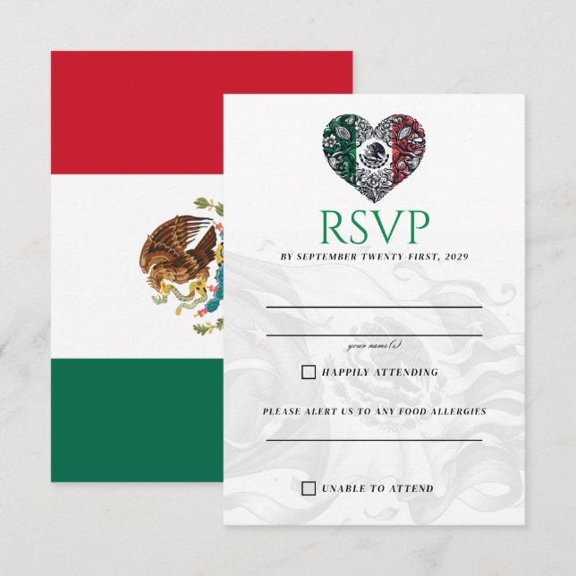 Tarjeta RSVP de la pareja de México (Anverso / Reverso)