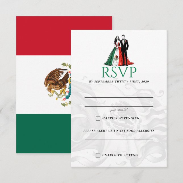 Tarjeta RSVP de la pareja de México (Anverso / Reverso)