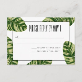 Tarjeta RSVP de la playa de Palm Tree Tropical