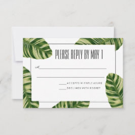 Tarjeta RSVP de la playa de Palm Tree Tropical