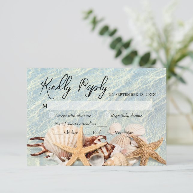 Tarjeta RSVP de la playa Tropical Ocean Beach Seas (Anverso de pie)