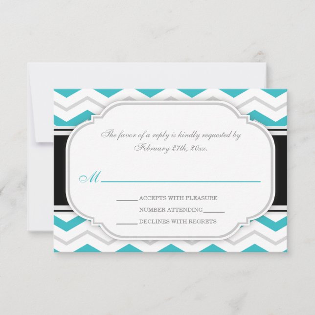 Tarjeta RSVP de la recepción de la boda de Chevron (Anverso)