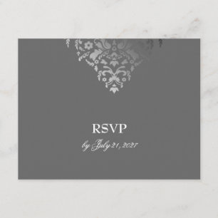 Tarjeta RSVP de la tormenta gris Damask de 311 des