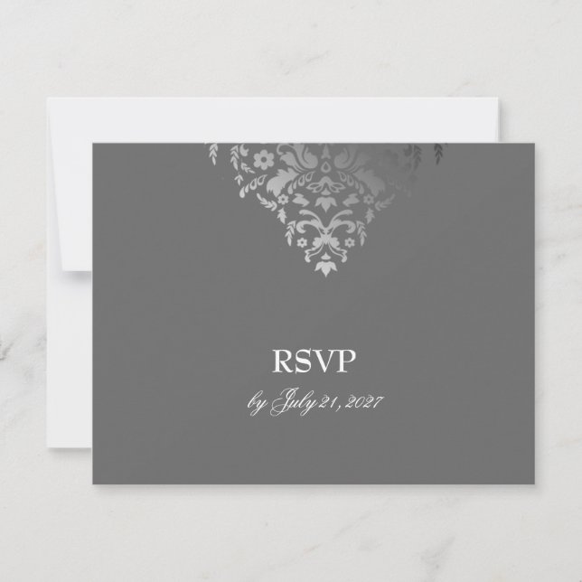 Tarjeta RSVP de la tormenta gris Damask de 311 des (Anverso)