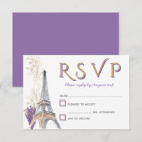 Tarjeta RSVP de la Torre Eiffel de París Lavender 
