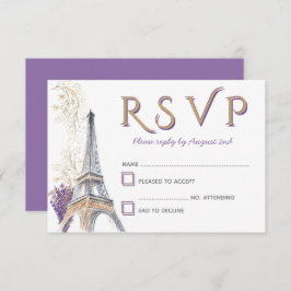 Tarjeta RSVP de la Torre Eiffel de París Lavender