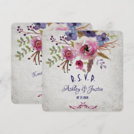 Tarjeta RSVP de las flores de color de agua de la