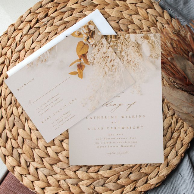 Tarjeta RSVP de las Flores de otoño de Boho (Subido por el creador)
