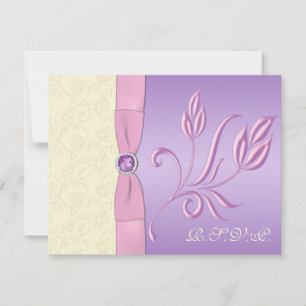 Tarjeta RSVP de Lavanda, Rosa e Marfil