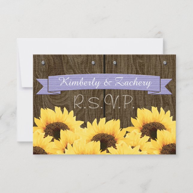 TARJETA RSVP DE LAVENDER RUSTIC SUNFLOWER (Anverso)