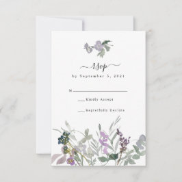Tarjeta RSVP de Lavender Wildflower & Greenery Wed