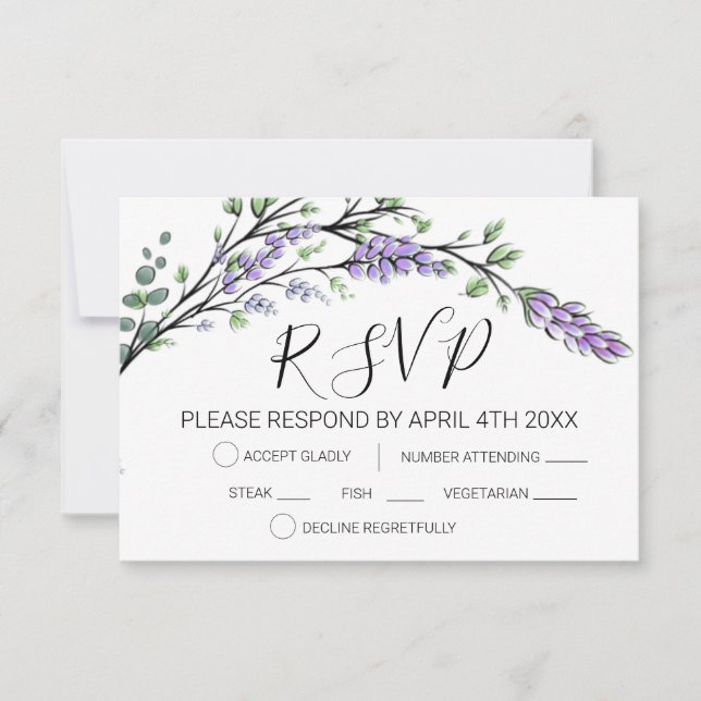 Tarjeta RSVP de Lavender y Eucalyptus (Anverso)