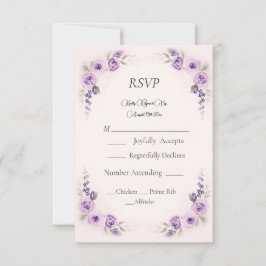 Tarjeta RSVP de Lavender y Rosa Rubor Wedding