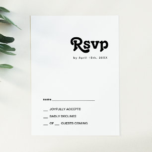 Tarjeta RSVP de letras retro modernas