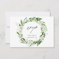 Tarjeta RSVP de Lily of the Valley White Floral w