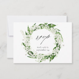 Tarjeta RSVP de Lily of the Valley White Floral w