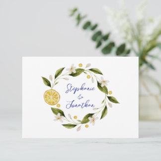 Tarjeta RSVP de limón azul de color azul de Italia