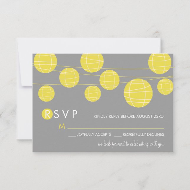 Tarjeta RSVP de linternas de papel chino colgantes (Anverso)