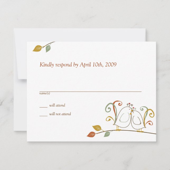 Tarjeta RSVP de Lovebirds (Anverso)