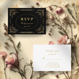 Tarjeta RSVP de lujo de estilo Art Deco moderno