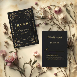 Tarjeta RSVP de lujo de estilo Art Deco moderno