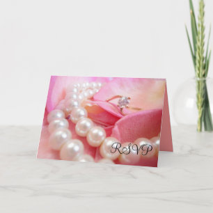 Tarjeta RSVP de Luxury Elegant Pearls Boda Ring