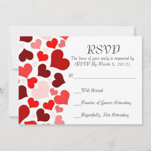 Tarjeta RSVP de Luxury Elegant Red Hearts